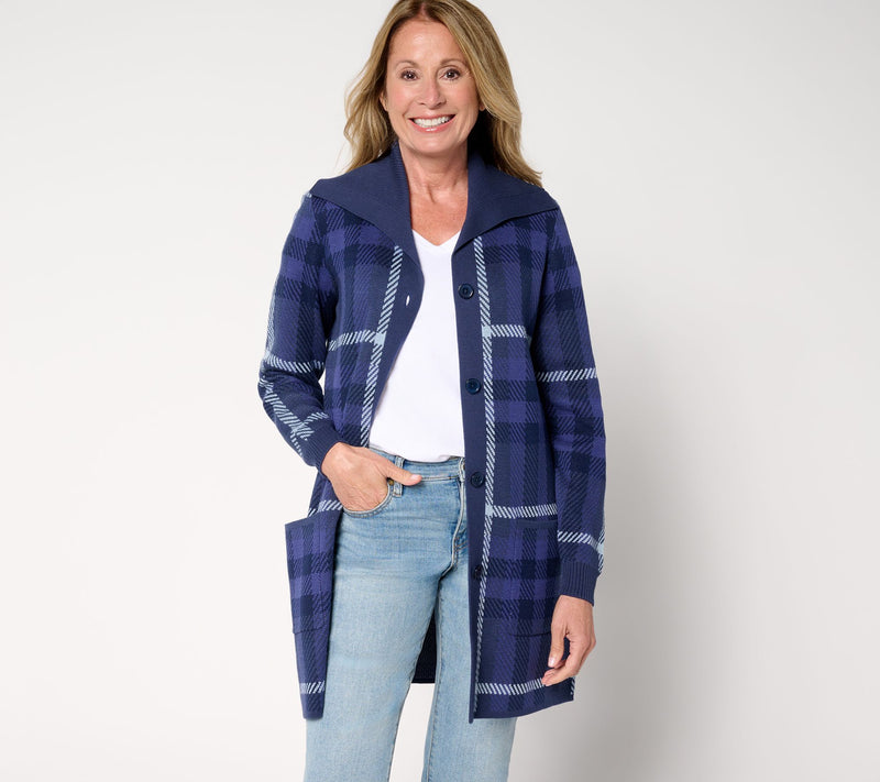 Denim & Co. Regular Button Front Sweater Tunic Cardigan — View 21