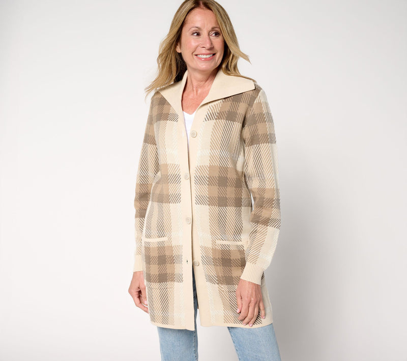 Denim & Co. Regular Button Front Sweater Tunic Cardigan — View 23