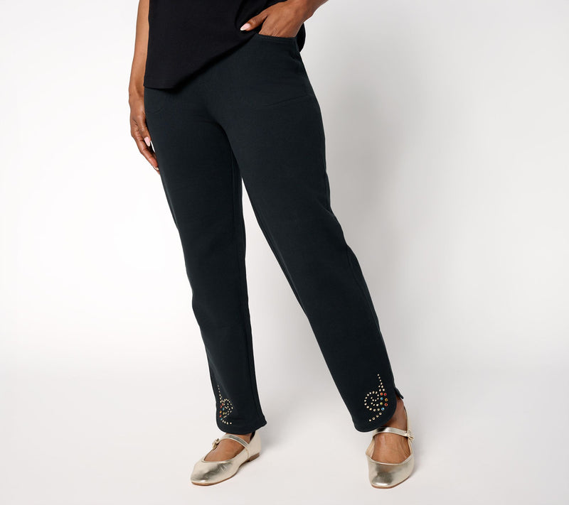 Quacker Factory DreamJeannes Regular Swirl Leaves Tulip Hem Ankle Jeans — View 5