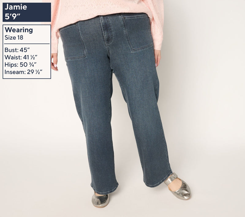 Me by Jennie Garth Regular Repreve Wide Leg Jeans- Indigo — View 2