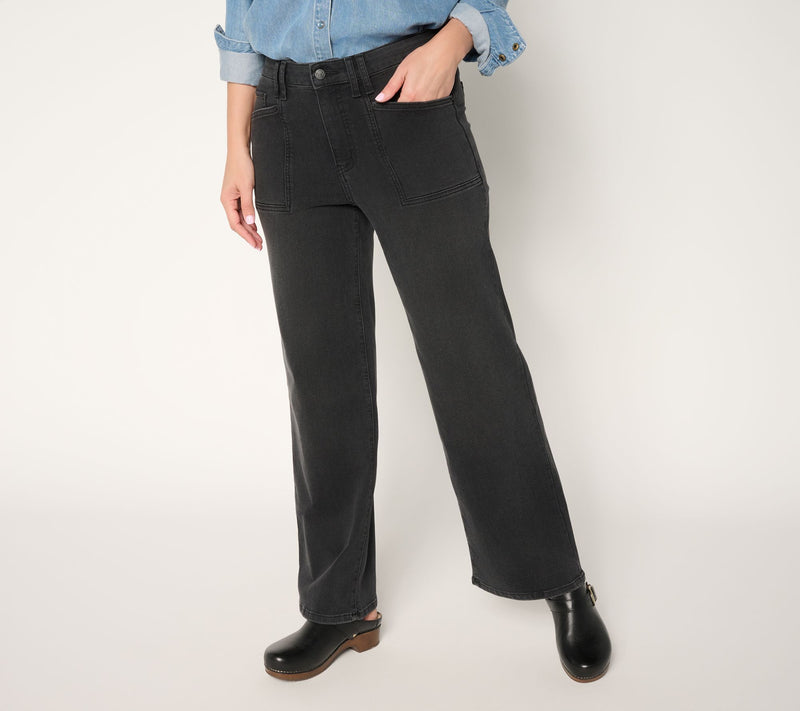 Me by Jennie Garth Regular Repreve Wide Leg Jeans- Color — View 8