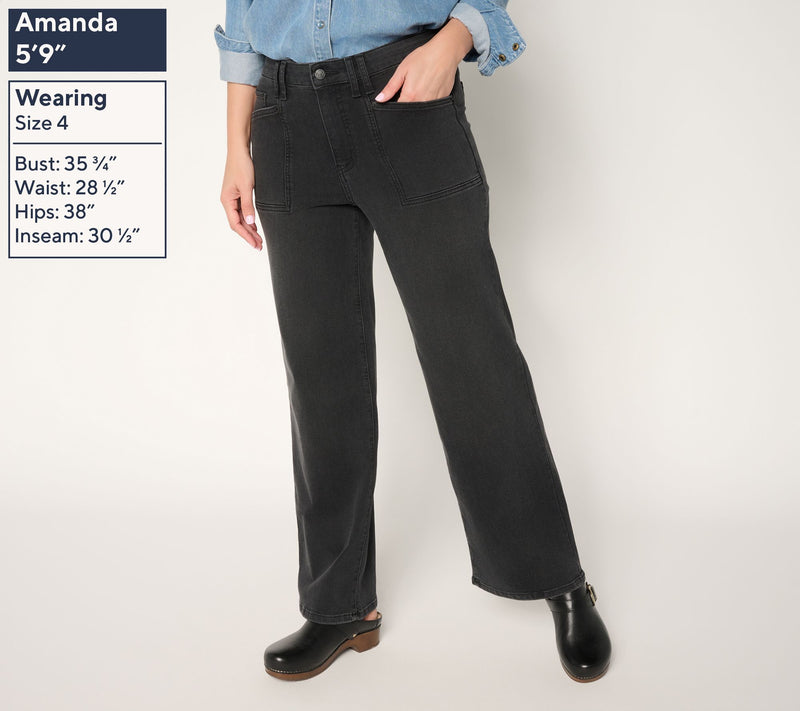 Me by Jennie Garth Petite Repreve Wide Leg Jeans- Color — View 3