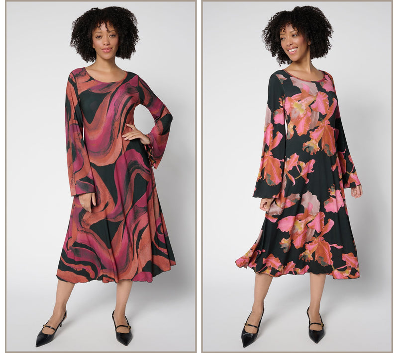Women with Control Reversible Regular Printed Midi Dress — View 11