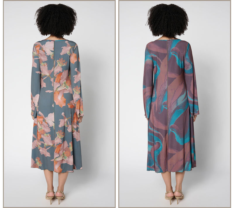 Women with Control Reversible Petite Printed Midi Dress — View 4