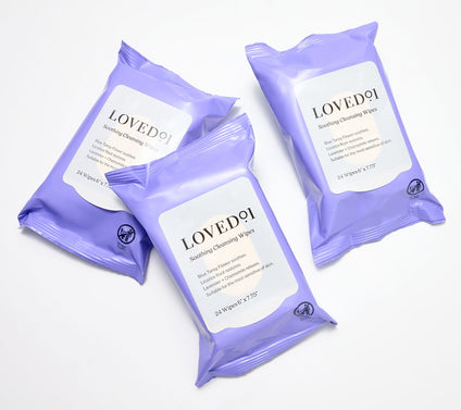 Loved01 Choice of Exfoliating or Soothing Wipes Trio