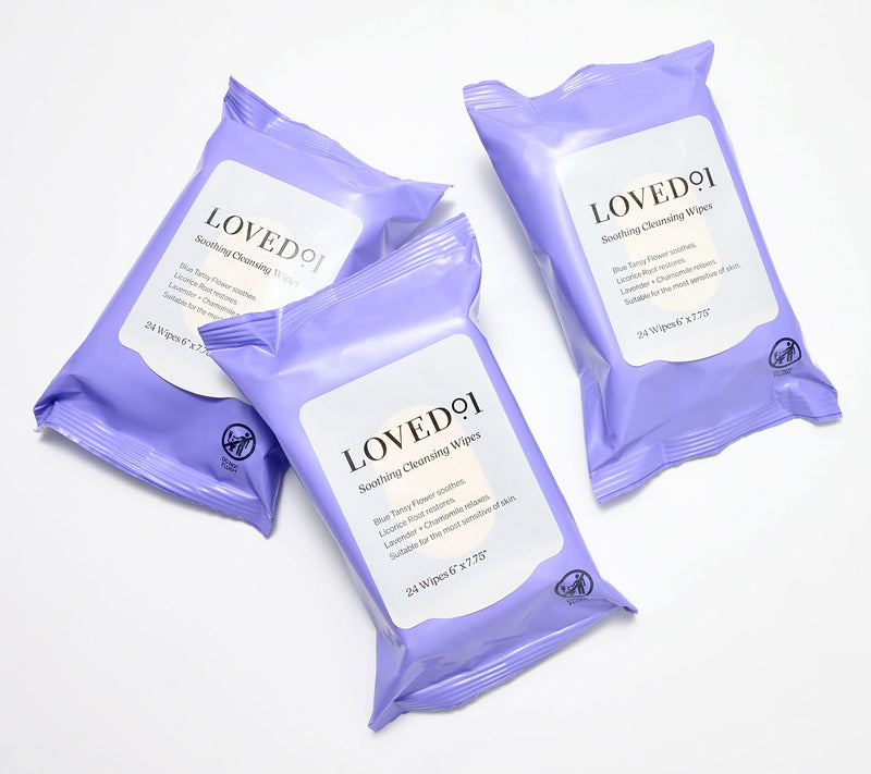 Loved01 Choice of Exfoliating or Soothing Wipes Trio — Main view
