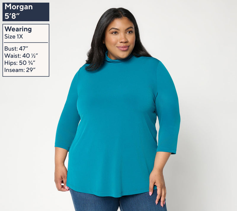 Susan  Graver Regular Essentials Liquid Knit Mock Neck Tunic — View 18