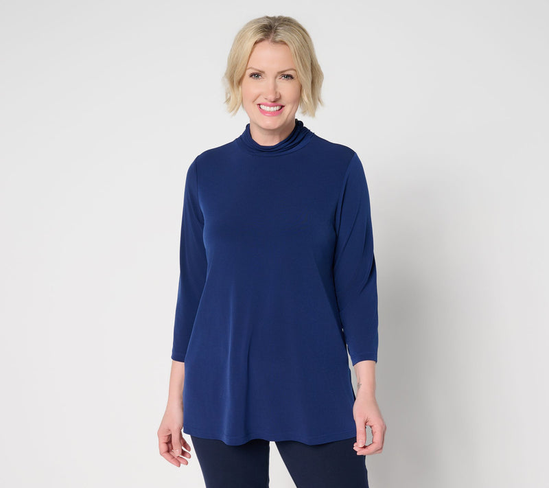 Susan  Graver Regular Essentials Liquid Knit Mock Neck Tunic — View 9
