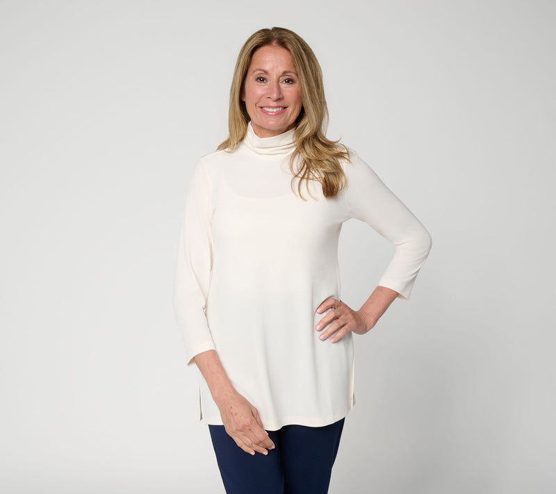 Susan  Graver Regular Essentials Liquid Knit Mock Neck Tunic — View 13
