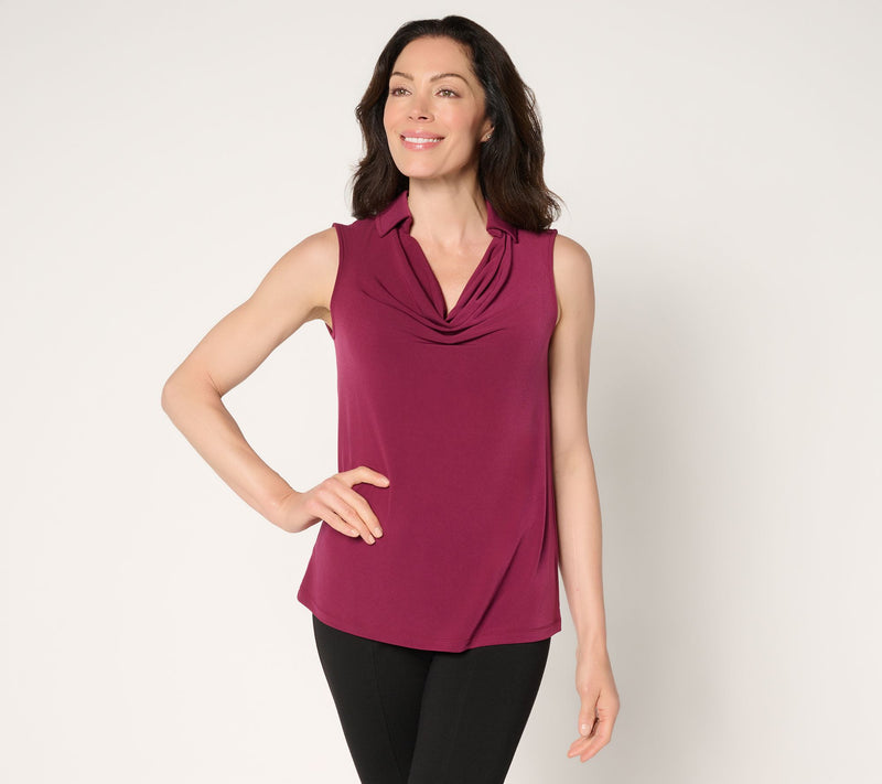 Susan Graver Liquid Knit Sleeveless Cowl-Neck Top — Main view
