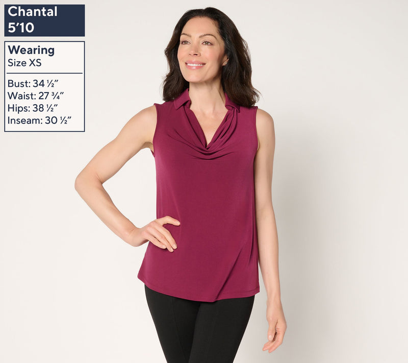 Susan Graver Liquid Knit Sleeveless Cowl-Neck Top — View 3