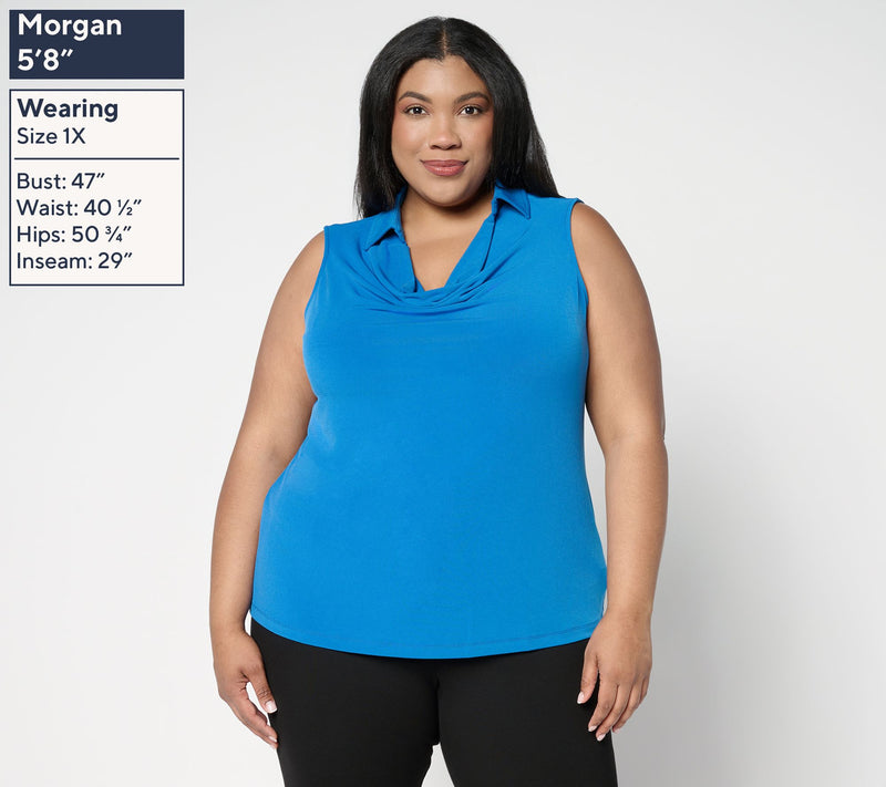 Susan Graver Liquid Knit Sleeveless Cowl-Neck Top — View 2