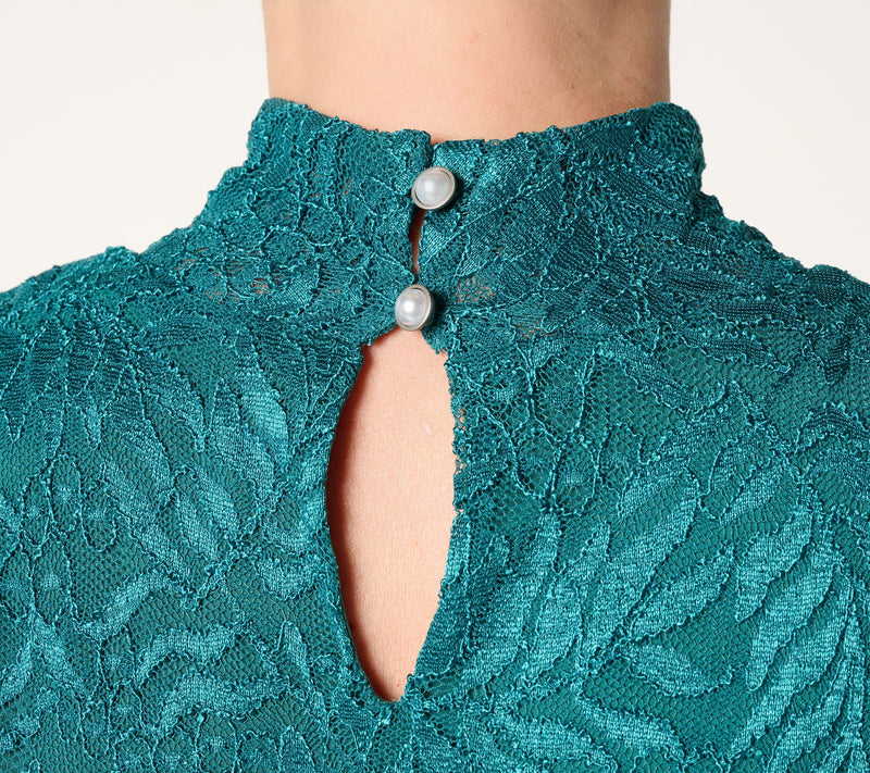 Susan Graver Occasions Stretch Lace Bell-Sleeve Top — View 6