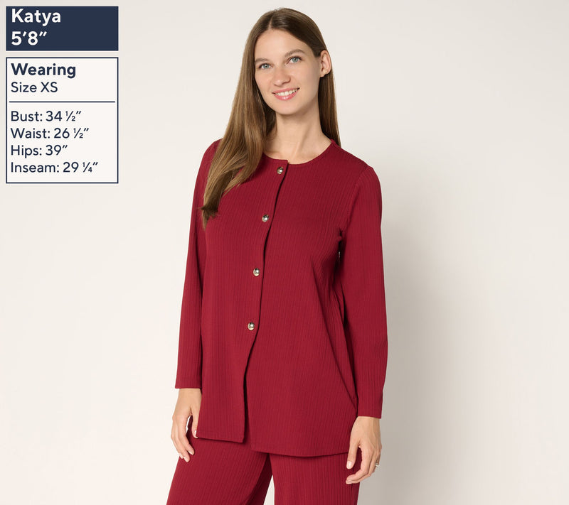 Susan Graver Regular Rib Knit Button Front Cardigan — View 11