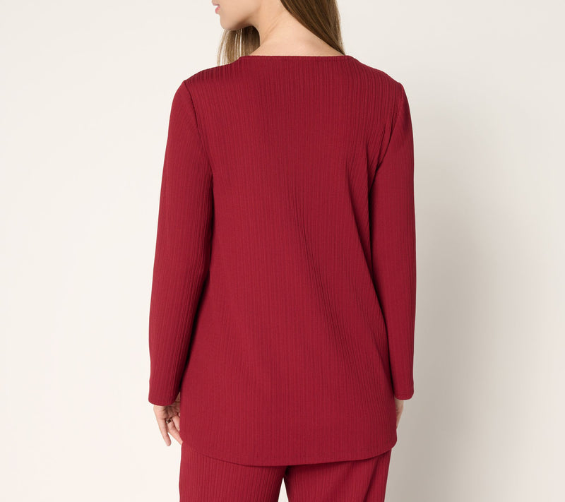 Susan Graver Petite Rib Knit Button Front Cardigan — View 12