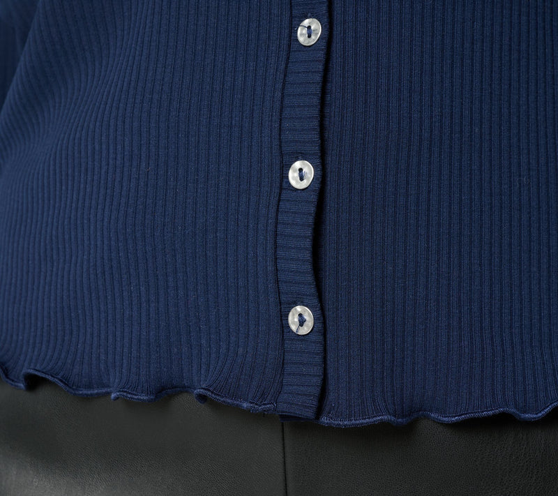 Susan Graver Rib Knit V-Neck Button Front Cardigan — View 6