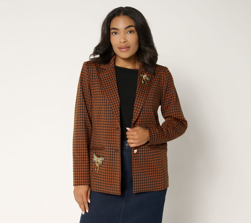 Tailored by Susan Graver Printed Ponte Embellished Blazer — Main view