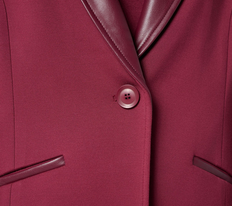 Tailored by Susan Graver Smart Ponte 350 Blazer w/Faux Leather Trim — View 6