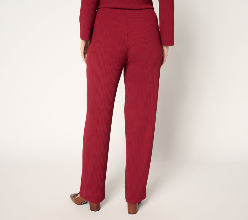 Susan Graver Regular Rib Knit Pull-On Straight Leg Pants — View 12
