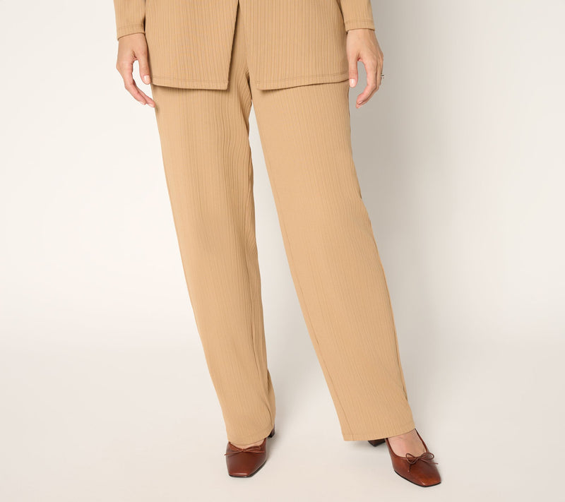 Susan Graver Regular Rib Knit Pull-On Straight Leg Pants — View 3