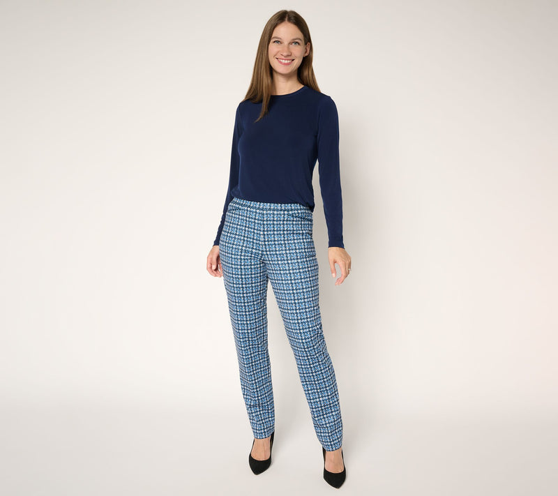 Susan Graver Regular Printed Ponte Straight Leg Pull -On Pants — View 5