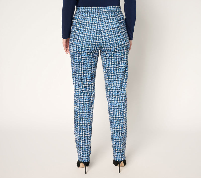 Susan Graver Petite Printed Ponte Straight Leg Pull-On Pants — View 4
