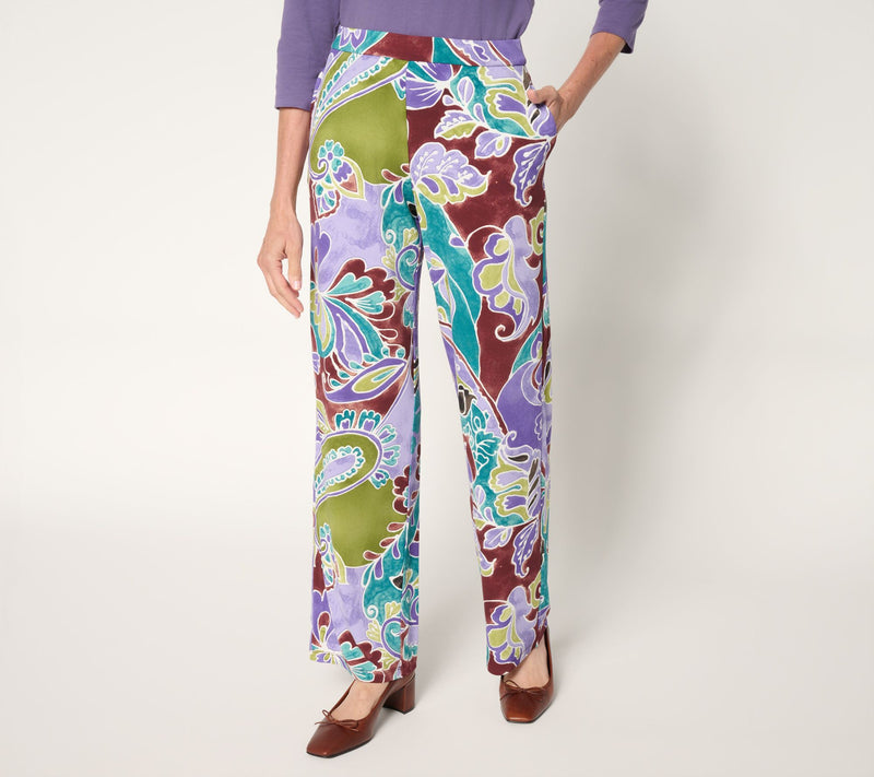 Susan Graver Regular Printed Liquid Knit Wide Leg Pants — Main view