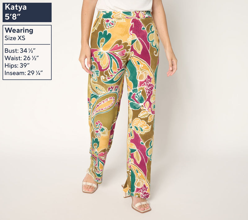 Susan Graver Regular Printed Liquid Knit Wide Leg Pants — View 5