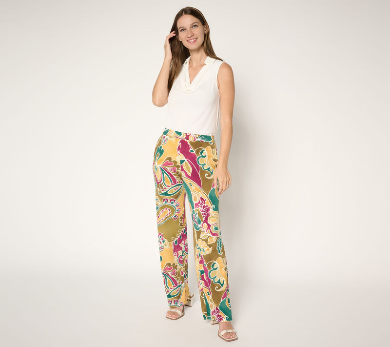 Susan Graver Regular Printed Liquid Knit Wide Leg Pants — View 7