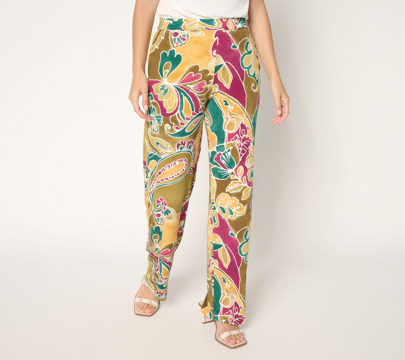 Susan Graver Petite Printed Liquid Knit Wide Leg Pants — View 11