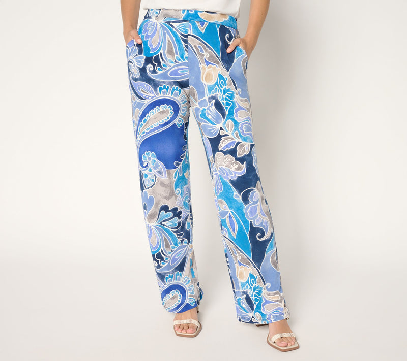 Susan Graver Petite Printed Liquid Knit Wide Leg Pants — View 12