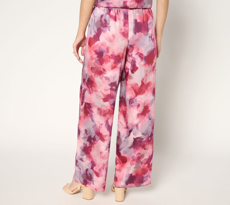 Susan Graver Regular Printed Satin Twill Wide Leg Pants — View 4