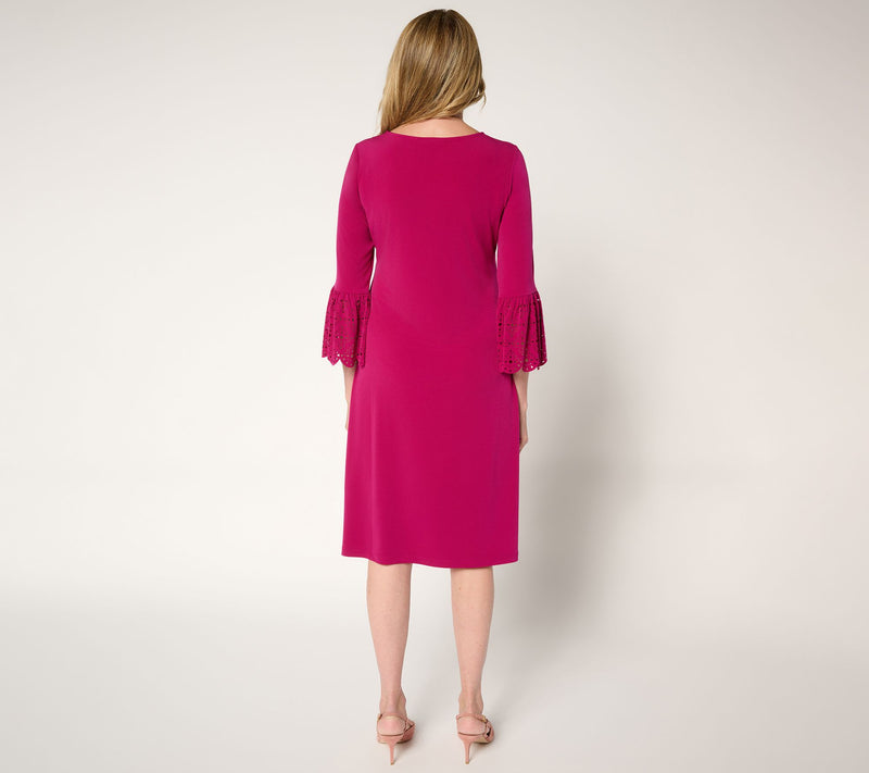 Susan Graver Regular Liquid Knit Dress w/ Laser Cut Sleeve Detail — View 9
