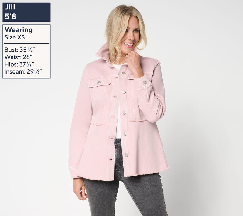 LOGO by Lori Goldstein Petite Desert Wash Denim Jacket — View 15