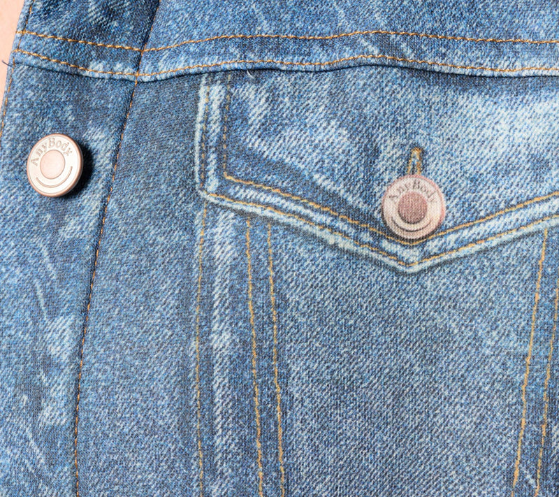 AnyBody Printed Denim Effect French Terry Jacket — View 10