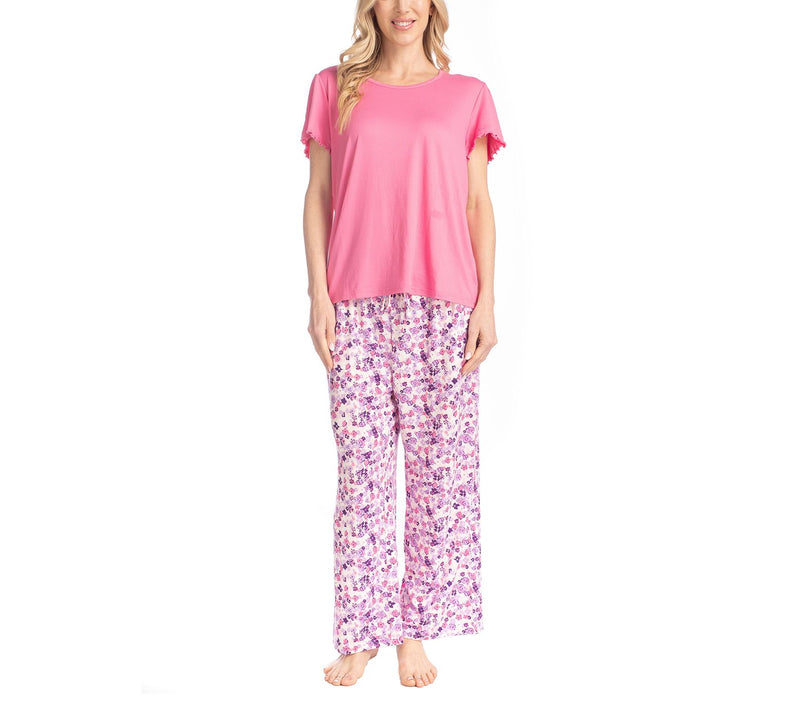 MUK LUKS Artistic Garden Cloud Knit Tee & Cropped Pants Set — View 8