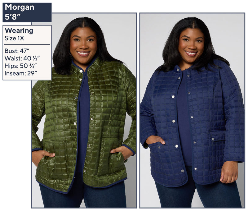Joan Rivers Matte to Pearl Reversible Quilted Snap Front Jacket — View 3