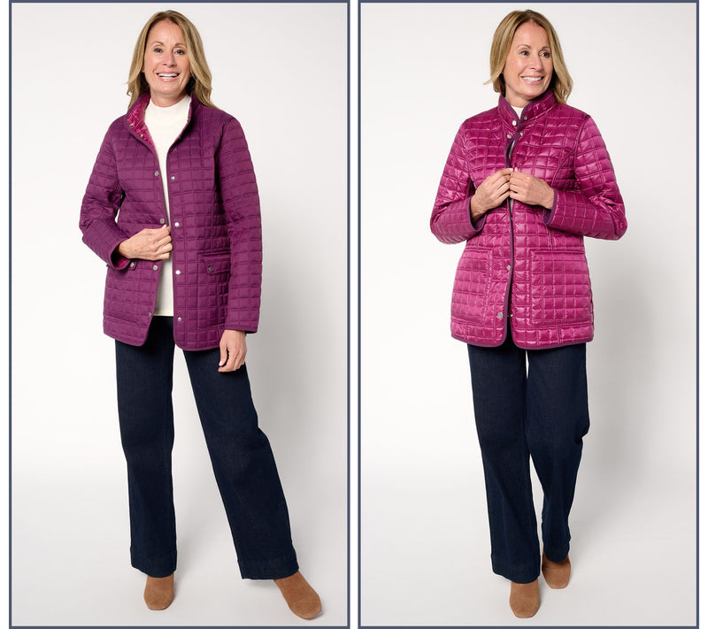 Joan Rivers Matte to Pearl Reversible Quilted Snap Front Jacket — View 6