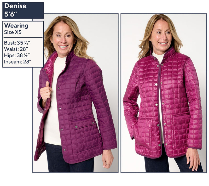 Joan Rivers Matte to Pearl Reversible Quilted Snap Front Jacket — View 4