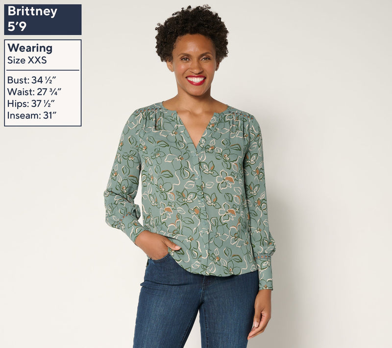 NYDJ Liliana Lace Long Sleeve Peasant Blouse — View 2