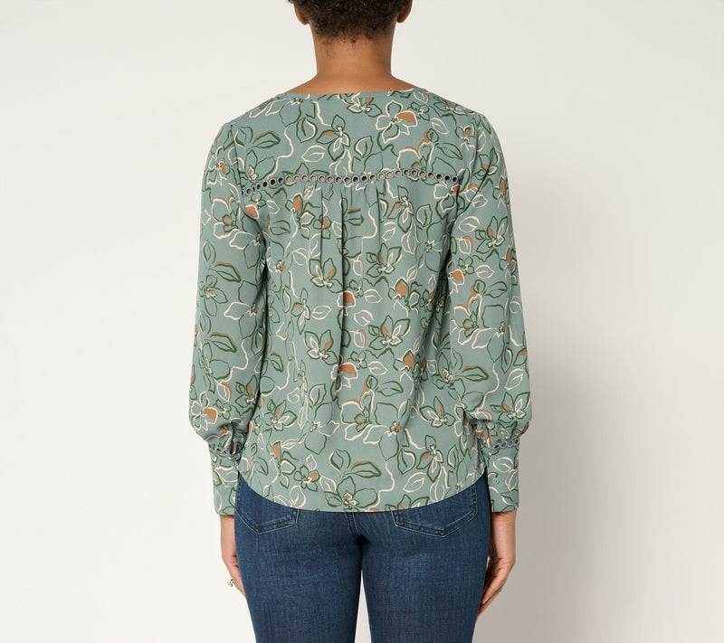 NYDJ Liliana Lace Long Sleeve Peasant Blouse — View 3