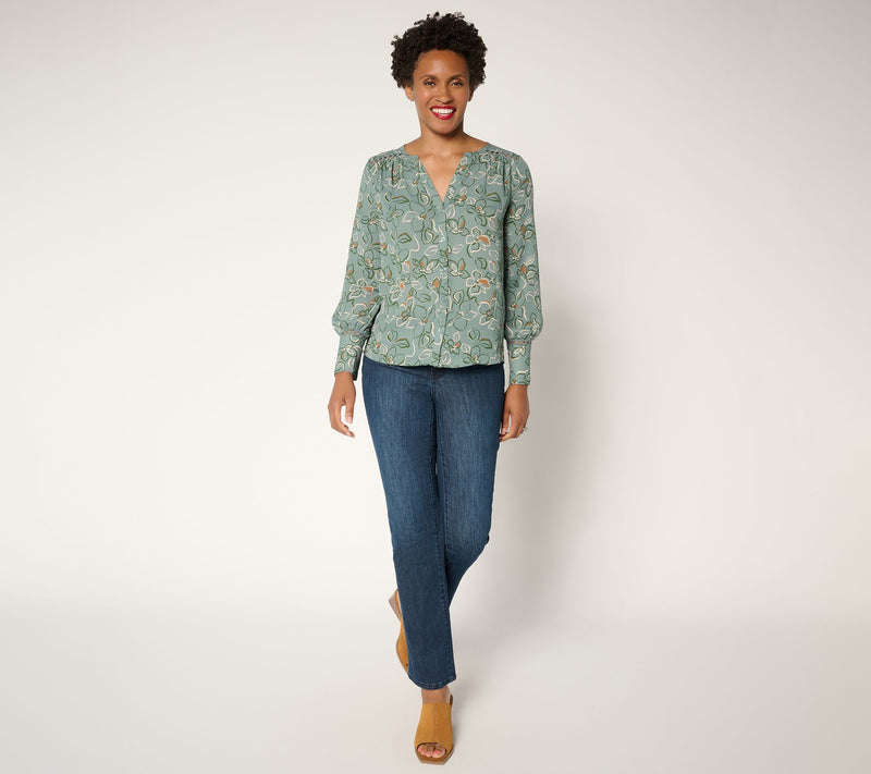 NYDJ Liliana Lace Long Sleeve Peasant Blouse — View 4