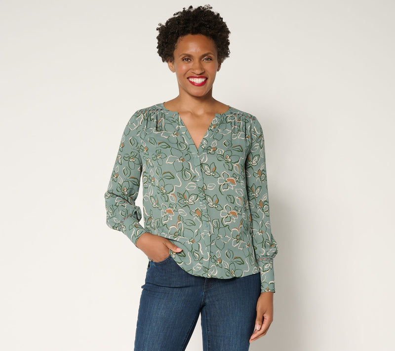 NYDJ Liliana Lace Long Sleeve Peasant Blouse — Main view