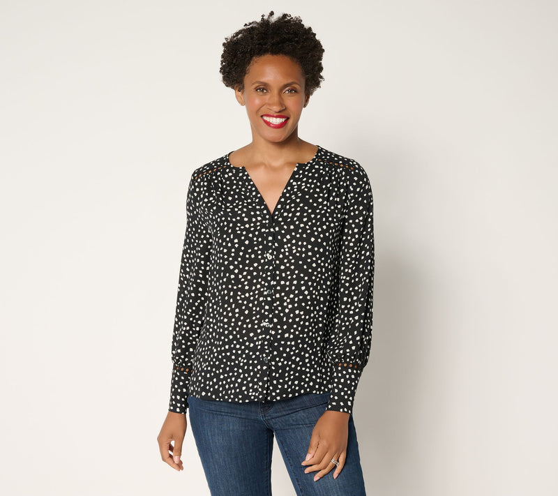 NYDJ Liliana Lace Long Sleeve Peasant Blouse — View 9