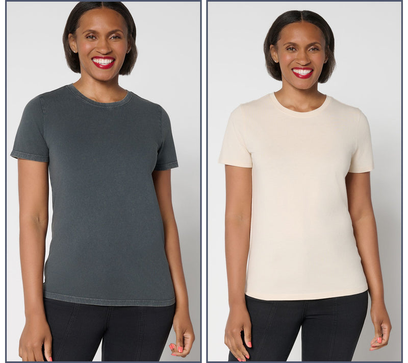 LOGO Principles by Lori Goldstein 2-Pack Knit Tees — View 9