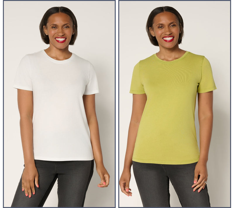 LOGO Principles by Lori Goldstein 2-Pack Knit Tees — View 5