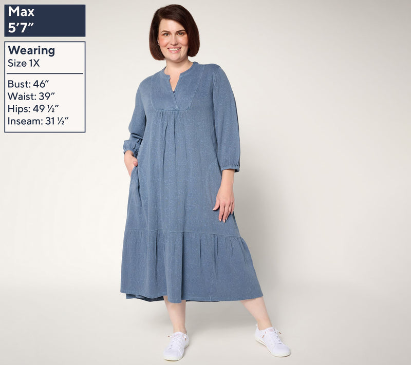 LOGO Lavish by Lori Goldstein Petite 100% Cotton Midi Dress — View 2