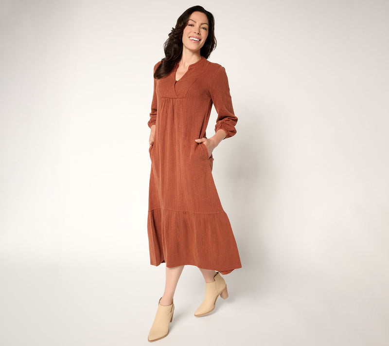 LOGO Lavish by Lori Goldstein Petite 100% Cotton Midi Dress — View 10