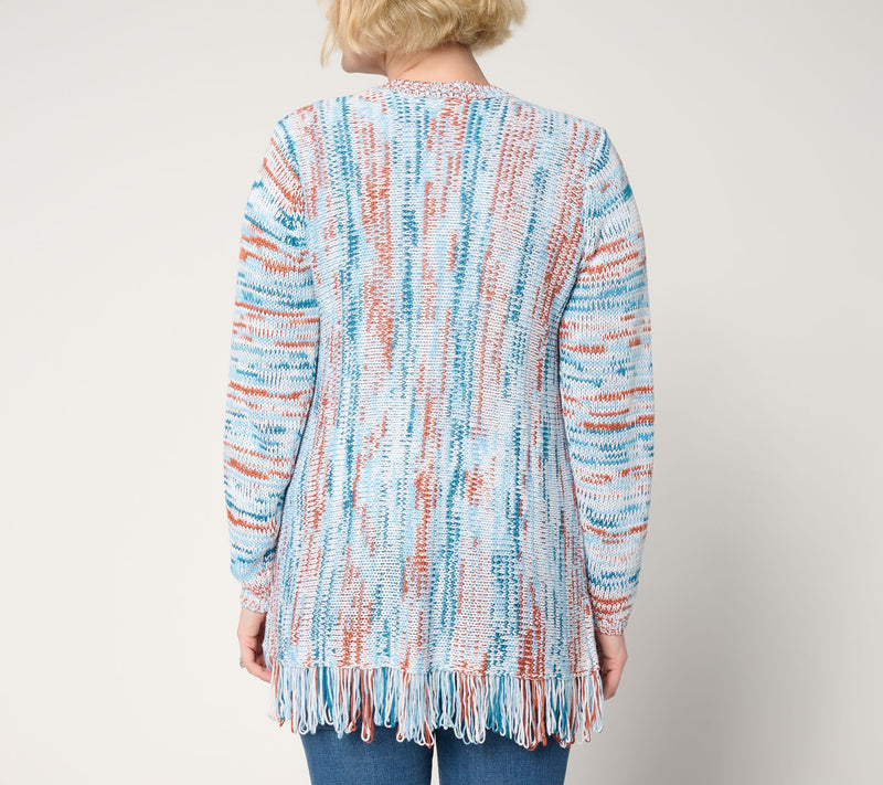 Denim & Co. Cayon Retreat Regular Fringe Sweater Cardigan — View 4