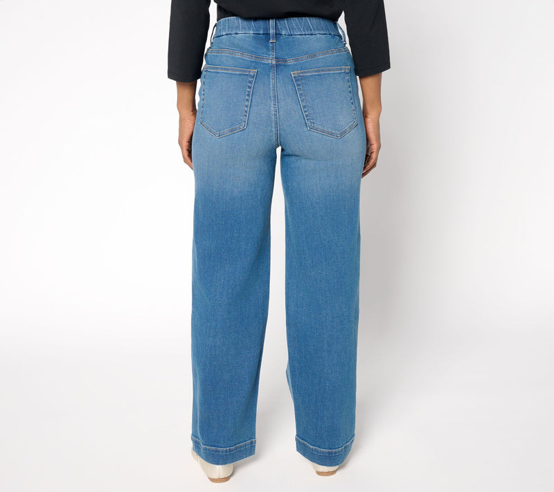 Denim & Co. Regular Indigo Easy Stretch Straight Leg Trouser Jean — View 8